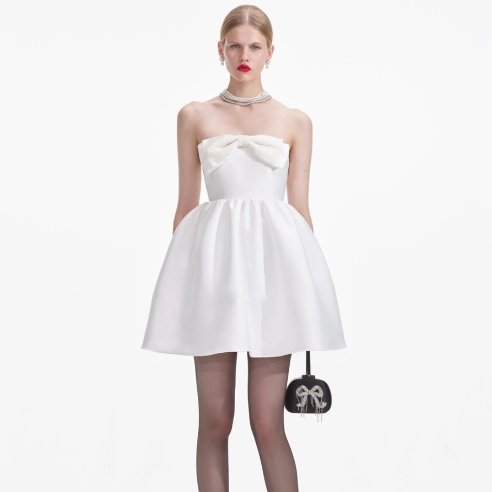 self-portrait White Taffeta Bandeau Mini Dress Size: Various - MSRP $495 - NWT